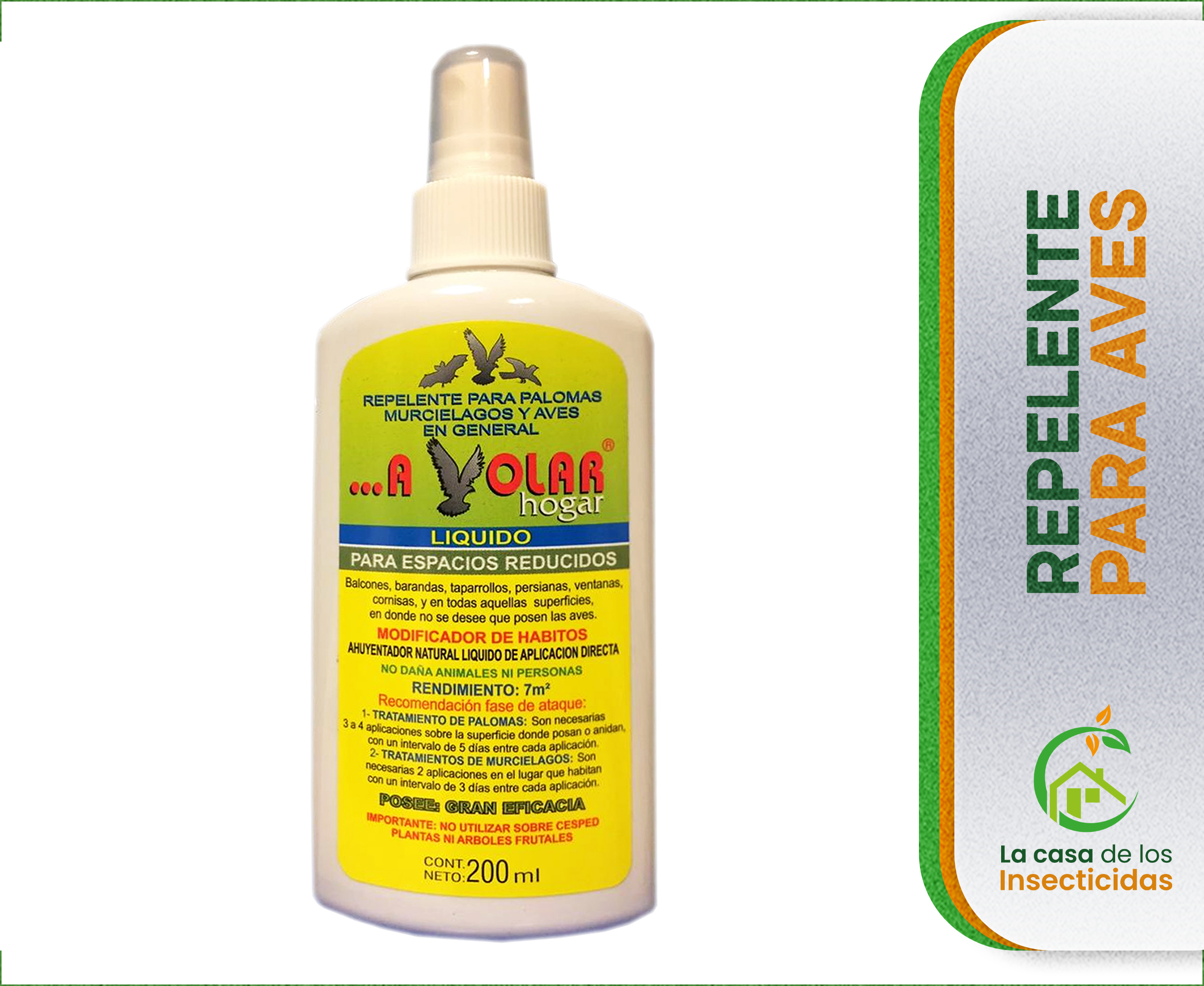 A Volar x 250 ml repelente de Palomas, Murciélagos y aves plaga en general.